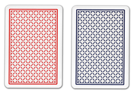 Red and blue card backs from a single setup of playing cards