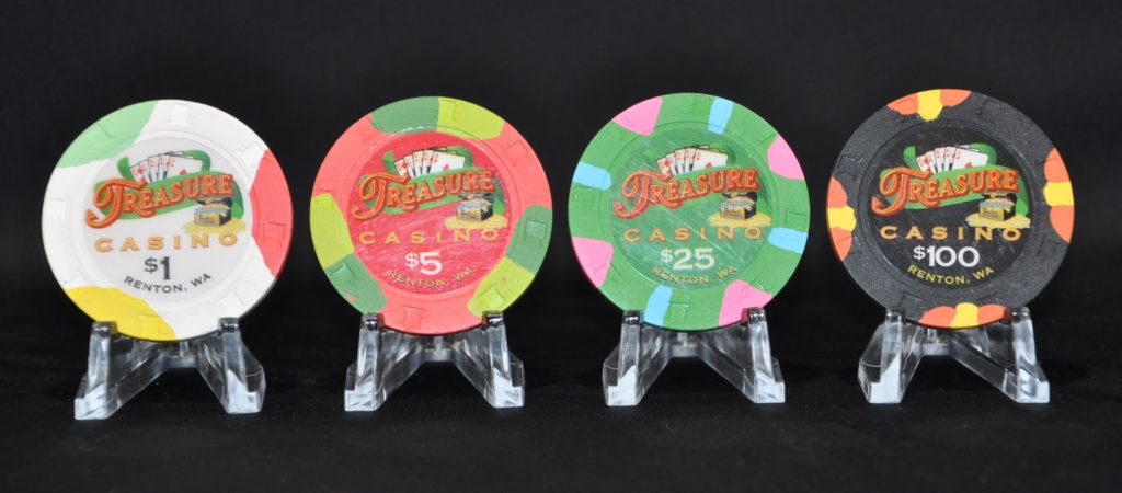 Casino used poker chips from the Treasure Casino in Washington